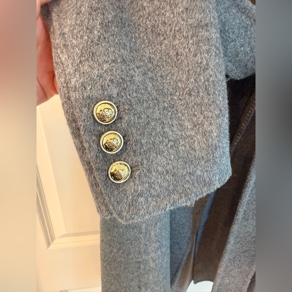 Sandro Wool Gray Double Faced Check Belted Trench Coat US4/FR36 - Picture 11 of 17